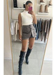 FALDA PANTALON GRIS BRILLO