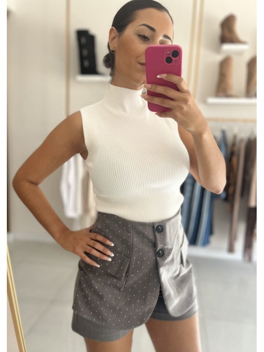 FALDA PANTALON GRIS BRILLO