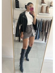 FALDA PANTALON GRIS BRILLO